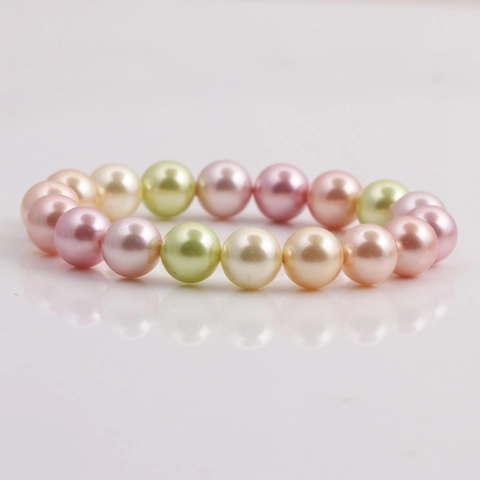 Elegant Multi Color Faux Artificial Pearl Bracelet Shell Artificial Pearl Beaded Elastic Fashion Jewelry Gift For Women Mother