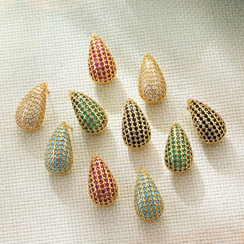 Waterdrop Teardrop Ear Studs Copper Micro Pave Cubic Zirconia Elegant Luxury Colorful Gemstones High-End Jewelry Women