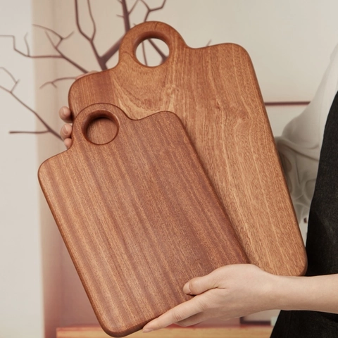 Solid Ebony Wood Cutting Board Chopping Block With Handle And Hanging Hole Serving Tray Pizza Plate Kitchen Tool