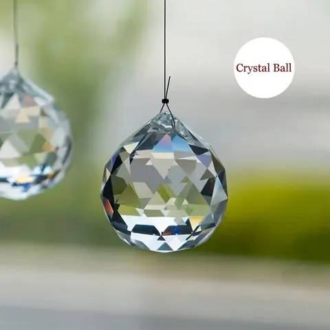 Klarer Facettierter Kristall Prisma Kugel Suncatcher Hängende Ornament Für Fenster Garten Regenbogenmacher Glasanhänger