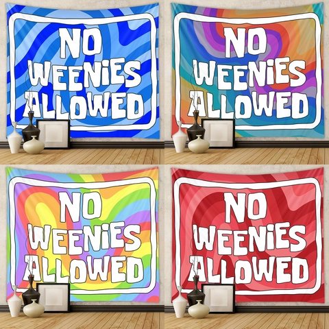 Arazzo Decorativo Poliestere Appeso A Parete No Weenies Allowed Slogan Vortice Psichedelico Estetica Indie Decorazione Stanza