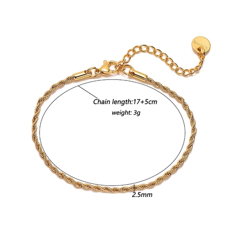 Pulsera De Cadena De Cuerda De Acero Inoxidable Ajustable Textura Trenzada Joyería De Moda Para Mujeres Cierre Langosta