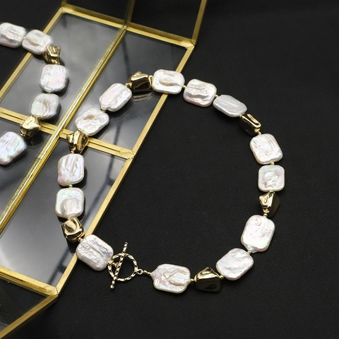 Natuurlijke Zoetwater Barok Parelketing S925 Sterling Zilver 18K Verguld Toggle Sluiting Vintage Choker Sieraden Voor Dames