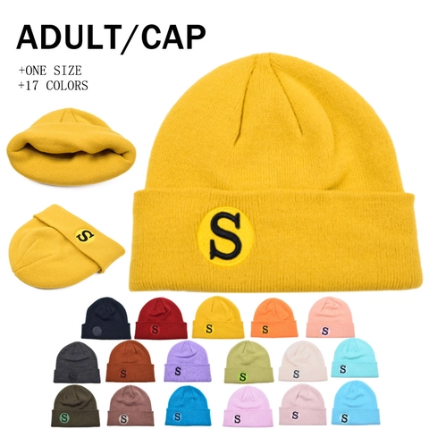 Berretto in Maglia Unisex Invernale Caldo Con Patch Ricamata Lettera S Tinta Unita Stile Coreano Cappello Outdoor Per Uomo Donna