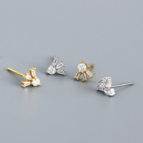 Orecchini A Lobo In Argento Sterling 925 Con Zirconi Design A Corona A Forma Di Ventaglio Geometrico Gioielli Eleganti