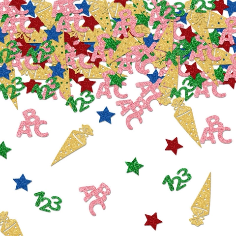 Coriandoli Per Il Ritorno A Scuola Carta Glitterata Lettere E Numeri Forme Di Stelle Per Decorazioni Feste In Classe