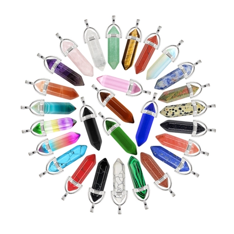 Collana Pendente Colonna Esagonale In Pietra Naturale Ametista Quarzo Rosa Pendolo In Cristallo Di Guarigione Reiki