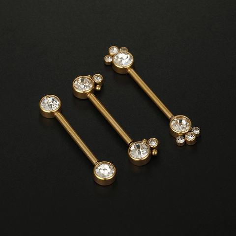 Nipple Rings Aus 316L Edelstahl Mit Zirkonia Inlay Body Piercing Schmuck Barbell Blume Geometrische Form Damen