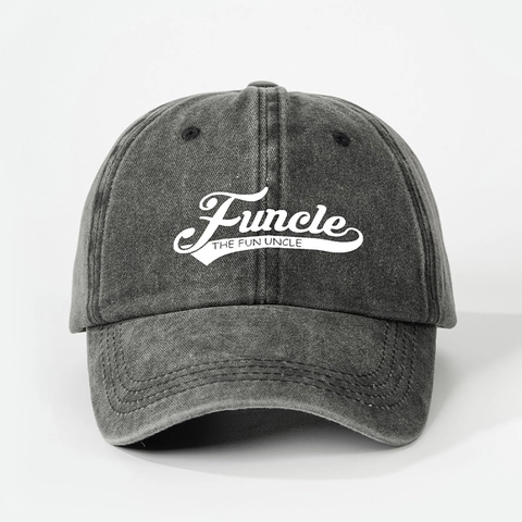 Funcle Buchstaben Druck Gewaschene Baseballkappe The Fun Uncle Retro Distressed Verstellbarer Sonnenhut Unisex