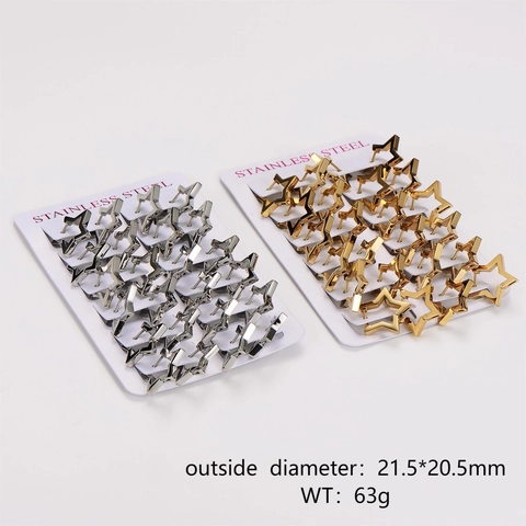 Boucles d'Oreilles Créoles Étoiles Minimalistes en Acier Inoxydable Pour Femmes Clip d'Oreille Pentagramme Bijoux de Mode