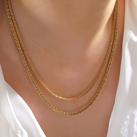 Collana Stellata Scintillante In Acciaio Inossidabile Catena A Onde Gioielli Minimalisti Hip Hop Per Donna