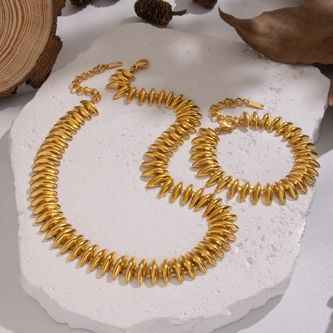 Gioielli In Acciaio Inossidabile Per Donne Collana E Bracciale Con Maglie A Proiettile Impermeabile Ipoallergenico Stile Individuale Lusso