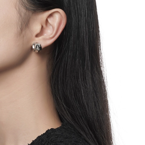 Irregular Crumpled Stud Earrings 925 Sterling Silver Minimalist Lava Texture Geometric Jewelry For Women Daily Wear