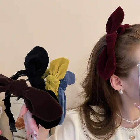 Diadema Con Nudo De Terciopelo Para Mujer Retro Francés Lazo Con Dientes Antideslizantes Elegantes Accesorios Para El Cabello