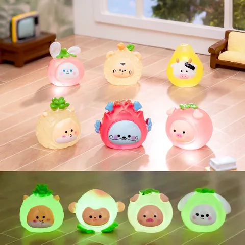 Figurinas Miniatura De Animales De Frutas Del Zodiaco De Resina Brillar En La Oscuridad Noctilucente DIY Paisaje Decoración De Escritorio