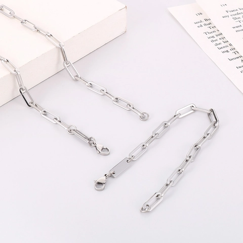 Collana Catena A Graffetta In Acciaio Inossidabile Targhetta Rettangolare Geometrica Gioielli Minimalisti Uomo Donna