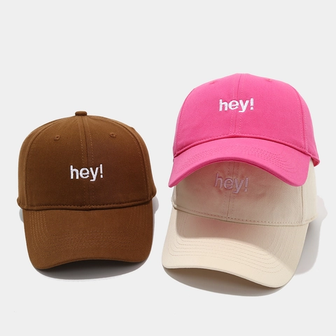 Cappello Da Baseball In Cotone Ricamo Hey Protezione Solare Regolabile Casual Sport All Aperto