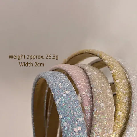 Shimmering Sequin Headband For Women Glitter Fabric Hair Hoop French Style Sweet Thickened Wide Brim Hair Accessories