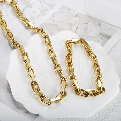 Collana E Bracciale A Catena Graffetta Cubana In Acciaio Inossidabile Gioielli Punk Di Moda Per Donne