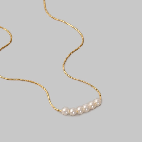 Elegant Women Freshwater Pearl Necklace Copper Electroplated Minimalist Clavicle Chain Jewelry Thin Gold Silver Color Fashion Accessory