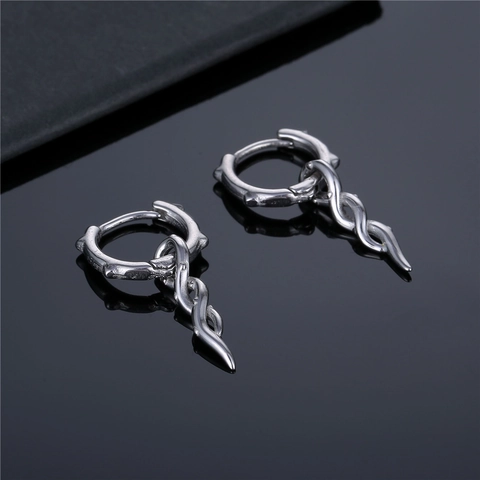 Pendientes De Aro Con Llama Retorcida Acero Inoxidable 316L Punk Gótico Minimalista Para Hombres Y Mujeres