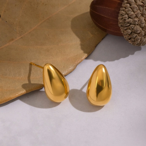 Orecchini A Lobo Goccia D'acqua Placcati Oro Acciaio Inossidabile 304 Impermeabile Ipoallergenico Gioielli Minimalisti Donna