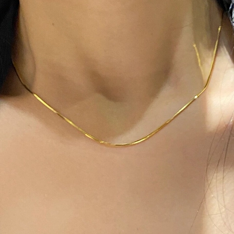 Schlangenkette Halskette Titanstahl 18K Vergoldet Minimalistische Runde Schlangenknochen Kette Für Damen Nicht Verblassend