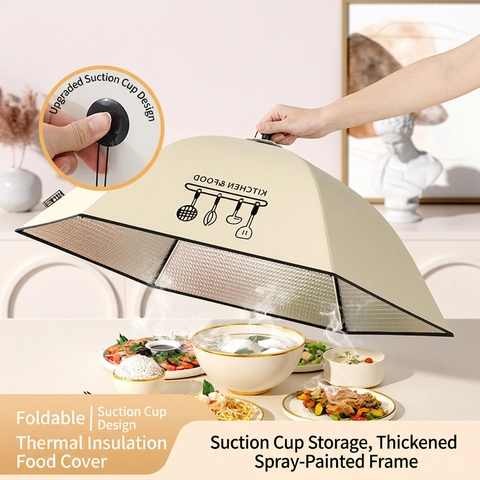 Couvre Plat Isolé Pliable Style Parapluie Bouclier Thermique Doublure En Aluminium Anti Poussière Protection Insectes