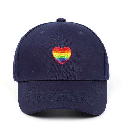 Gorra de Béisbol Bordada con Corazón de Arcoíris de Moda Unisex Sombrero de Sol Ajustable de Algodón Casual Deporte