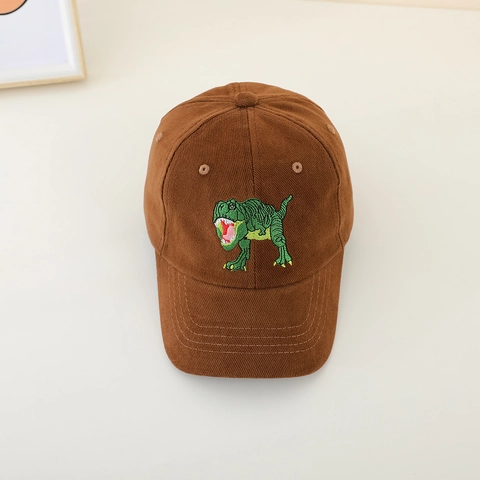 Kids Baseball Cap Cartoon Dinosaur Embroidery Cotton Adjustable Sunshade Hat For Boys Girls
