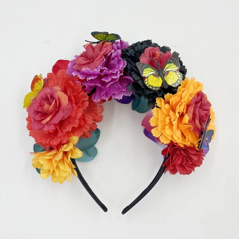 Mexicaanse Dag Van De Doden Bloem Vlinder Hoofdband KunstSatijn Roos Kleurrijk Feest Kostuum Accessoire