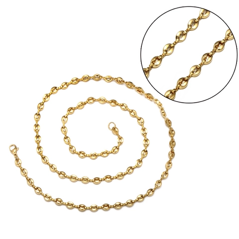 Collar De Eslabones De Granos De Café Acero Inoxidable 316L Joyería Punk Hip Hop Hombre Mujer