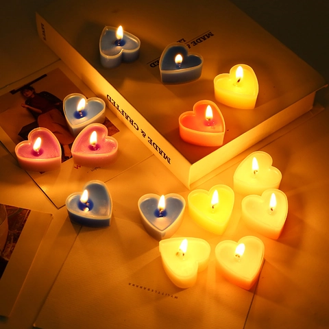 Candele Profumate A Forma Di Cuore Candele Tea Light Cera Di Paraffina Custodia Plastica Senza Fumo San Valentino
