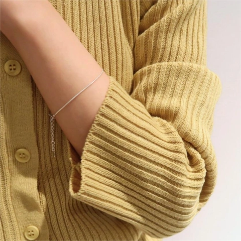 925 Sterling Silver Snake Chain Bracelet For Women Minimalist Octagonal Thin Link Adjustable Jewelry Sleek Style