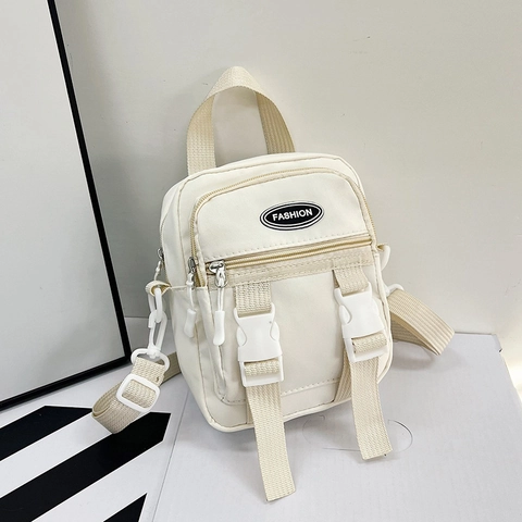 Women Nylon Small Crossbody Bag Streetwear Multi Pocket Square Shoulder Bag With Buckle Casual Sporty