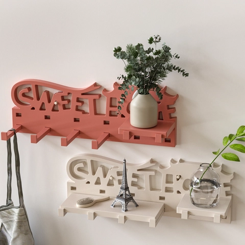Wall Shelf Silicone Mold Sweet Home Lettering DIY Resin Plaster Casting Hooks Storage Rack Decorative Craft Tool