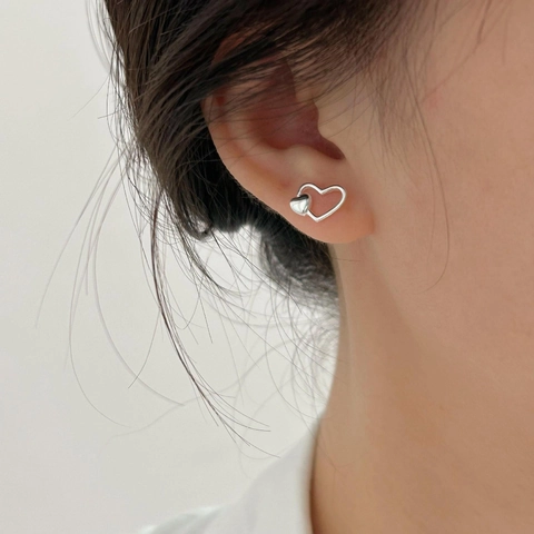 Orecchini A Lobo A Cuore In Argento Sterling 925 Doppio Cuore Minimalista Stile Coreano Gioielli Eleganti Regalo Donna