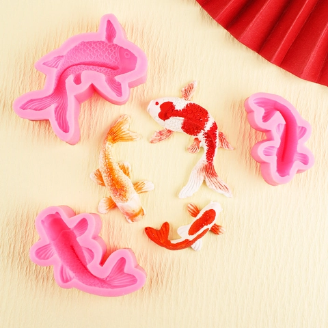 Silicone Fish Carp Goldfish Mold For Fondant Cake Decorating Chocolate Jelly Pudding DIY Baking Craft