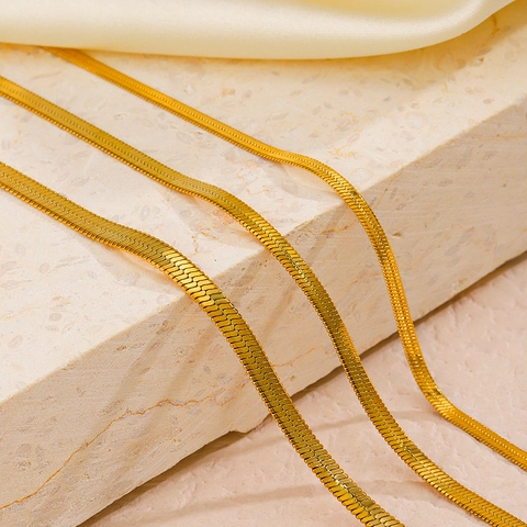 Bracciale A Catena Di Serpente Piatto Acciaio Inossidabile Placcato Oro Sottovuoto Regolabile Catena A Lama Lisca Di Pesce Gioielli Minimalisti Per Donna