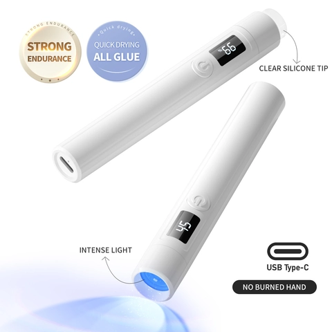 Draagbare UV LED Nagellamp Digitaal Display Oplaadbaar Sneldrogend Mini Fototherapie Machine Voor Manicure Wit