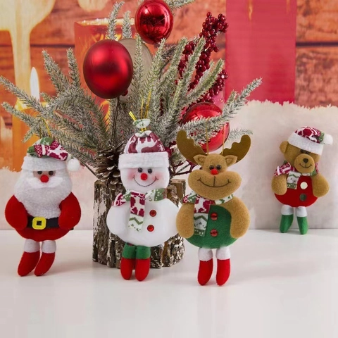 Adornos Colgantes Árbol Navidad Felpa Papá Noel Muñeco Nieve Reno Oso para Decoración Fiesta Hogar Regalo