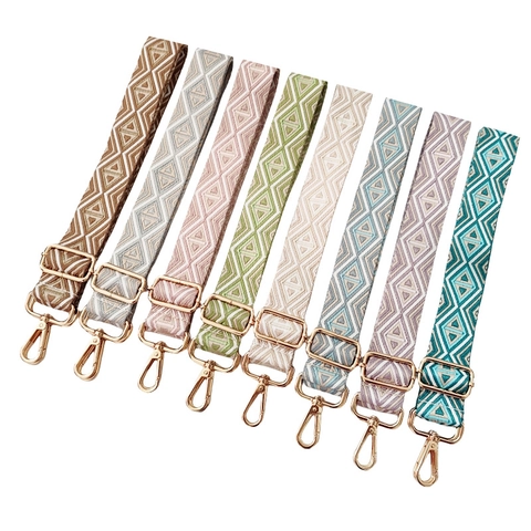 Bandoulière De Replacement Large Réglable Motif Jacquard À Losanges Coton Polyester Ceinture De Sac Avec Crochets Pivotants En Métal