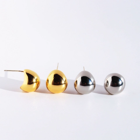 Minimalist Water Drop Stud Earrings For Women Polished Brass Jewelry With 925 Sterling Silver Earring Post Gold Silver