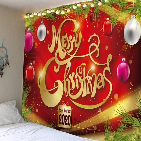 Christmas Tapestry Wall Hanging Polyester Fabric Festive Winter Scene For Living Room Bedroom Dormitory Holiday Decor