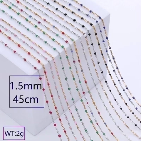 Collar De Cadena De Satélite Delicado Acero Inoxidable 304 Cuentas De Esmalte Coloridas Joyería Retro Para Mujeres Hombres