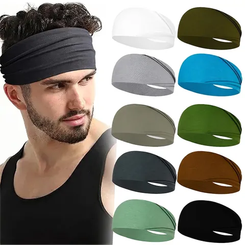 Sports Headband Polyester Spandex Sweat Wicking Breathable Yoga Running Fitness Workout Hairband Solid Color Twist For Men Women
