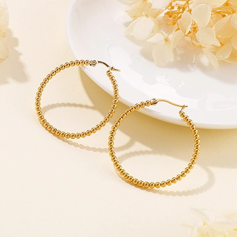Créoles Perlées Minimalistes Acier Inoxydable Géométrique Rond Cercle Bijoux Pour Femmes Mode