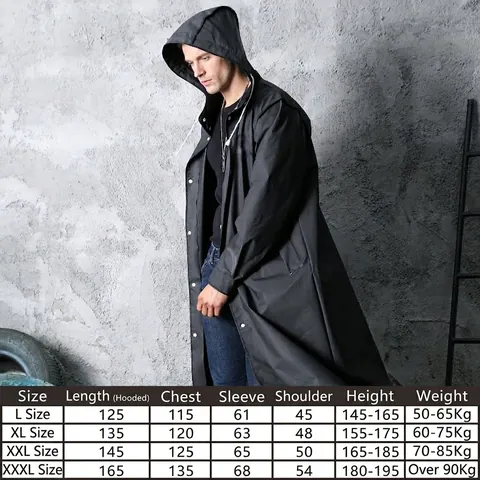 Impermeabile Lungo Moda Con Cappuccio EVA Poncho Impermeabile Escursionismo Adulti Chiusura Bottoni Antivento