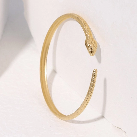 Schlangen Armreif Aus Edelstahl Verstellbar Mit Schuppentextur Für Damen Minimalistischer Modeschmuck Eleganter Stil