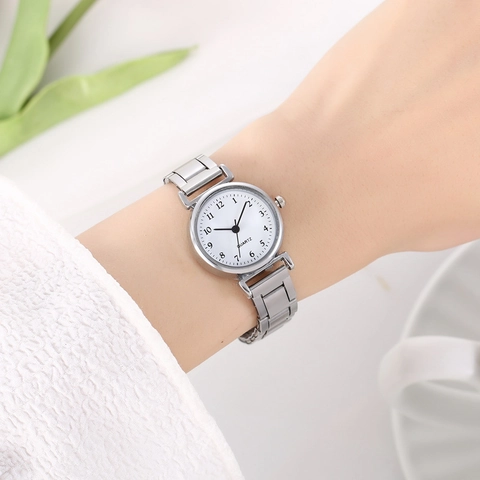 Women Quartz Watch Minimalist Metal Strap Alloy Wristwatch For Students Ladies Casual Retro Round Analog Watch Jewelry